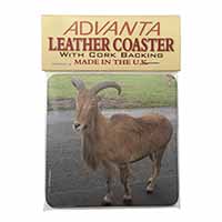 Cute Nanny Goat Single Leather Photo Coaster