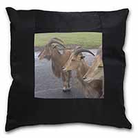 Three Cheeky Goats Black Satin Feel Scatter Cushion