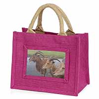 Three Cheeky Goats Little Girls Small Pink Jute Shopping Bag