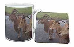 Three Cheeky Goats Mug and Coaster Set