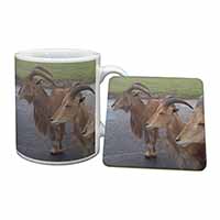 Three Cheeky Goats Mug and Coaster Set