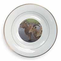 Three Cheeky Goats Gold Rim Plate Printed Full Colour in Gift Box