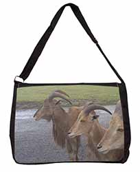 Three Cheeky Goats Large Black Laptop Shoulder Bag School/College