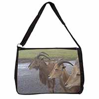 Three Cheeky Goats Large Black Laptop Shoulder Bag School/College