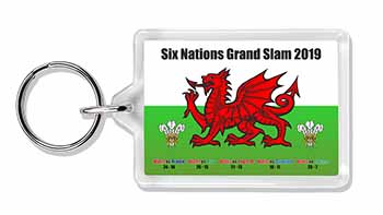Wales Six Nations Grand Slam 2019 Photo Keyring printed full colour