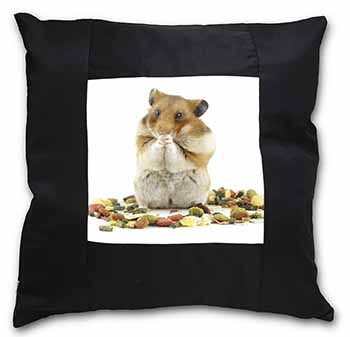 Lunch Box Hamster Black Satin Feel Scatter Cushion