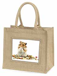 Lunch Box Hamster Natural/Beige Jute Large Shopping Bag
