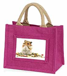 Lunch Box Hamster Little Girls Small Pink Jute Shopping Bag