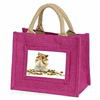 Lunch Box Hamster Little Girls Small Pink Jute Shopping Bag