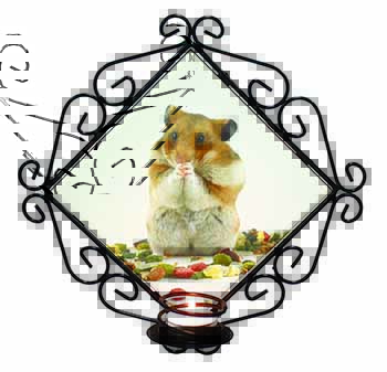 Lunch Box Hamster Wrought Iron Wall Art Candle Holder