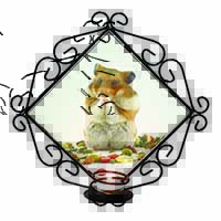 Lunch Box Hamster Wrought Iron Wall Art Candle Holder