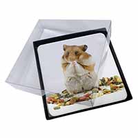 4x Lunch Box Hamster Picture Table Coasters Set in Gift Box