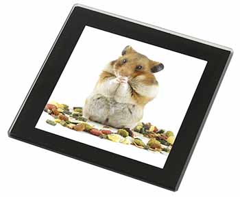 Lunch Box Hamster Black Rim High Quality Glass Coaster