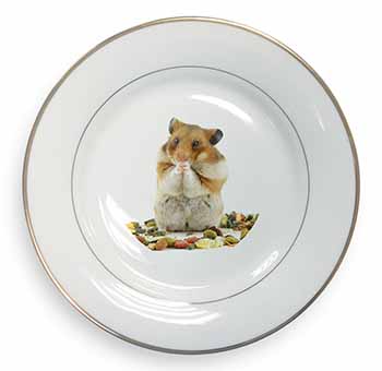Lunch Box Hamster Gold Rim Plate Printed Full Colour in Gift Box