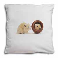 Hamsters in Play Pot Soft White Velvet Feel Scatter Cushion