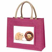 Hamsters in Play Pot Large Pink Jute Shopping Bag