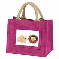 Hamsters in Play Pot Little Girls Small Pink Jute Shopping Bag