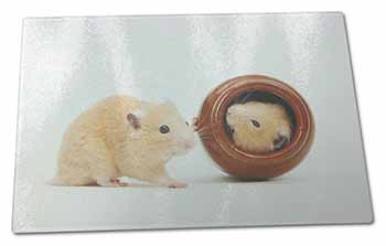 Large Glass Cutting Chopping Board Hamsters in Play Pot
