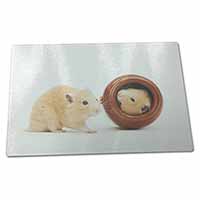 Large Glass Cutting Chopping Board Hamsters in Play Pot