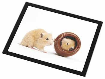 Hamsters in Play Pot Black Rim High Quality Glass Placemat