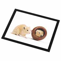 Hamsters in Play Pot Black Rim High Quality Glass Placemat