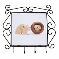 Hamsters in Play Pot Wrought Iron Key Holder Hooks
