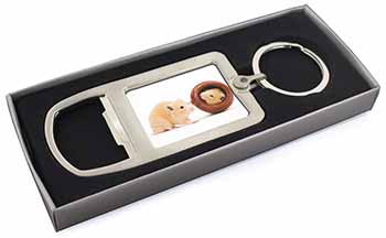 Hamsters in Play Pot Chrome Metal Bottle Opener Keyring in Box