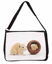 Hamsters in Play Pot Large Black Laptop Shoulder Bag School/College