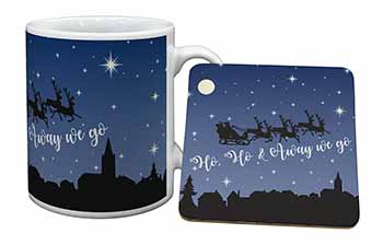 Santa & Sleigh Silhouette Mug and Coaster Set