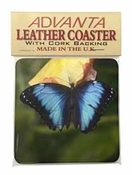Butterflies Single Leather Photo Coaster