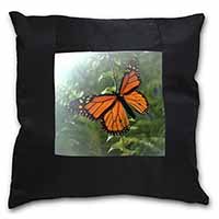 Red Butterfly in the Mist Black Satin Feel Scatter Cushion