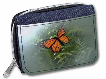 Red Butterfly in the Mist Unisex Denim Purse Wallet