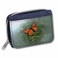 Red Butterfly in the Mist Unisex Denim Purse Wallet