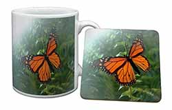 Red Butterfly in the Mist Mug and Coaster Set