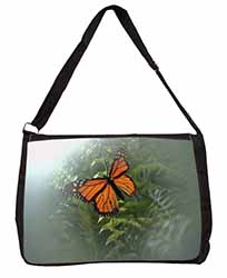 Red Butterfly in the Mist Large Black Laptop Shoulder Bag School/College