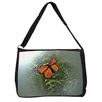 Red Butterfly in the Mist Large Black Laptop Shoulder Bag School/College