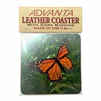 Red Butterfly in the Mist Single Leather Photo Coaster