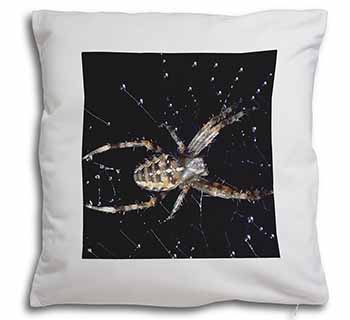 Spider on His Dew Drop Web Craft Soft White Velvet Feel Scatter Cushion