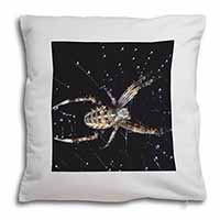 Spider on His Dew Drop Web Craft Soft White Velvet Feel Scatter Cushion