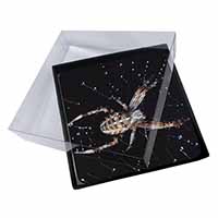 4x Spider on His Dew Drop Web Craft Picture Table Coasters Set in Gift Box