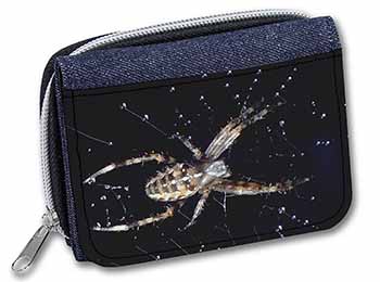 Spider on His Dew Drop Web Craft Unisex Denim Purse Wallet