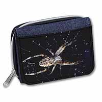 Spider on His Dew Drop Web Craft Unisex Denim Purse Wallet