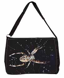 Spider on His Dew Drop Web Craft Large Black Laptop Shoulder Bag School/College