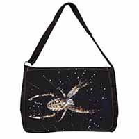 Spider on His Dew Drop Web Craft Large Black Laptop Shoulder Bag School/College