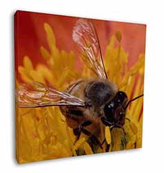 Honey Bee on Flower Square Canvas 12"x12" Wall Art Picture Print