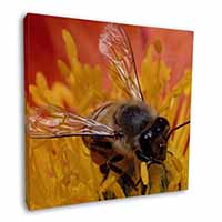 Honey Bee on Flower Square Canvas 12"x12" Wall Art Picture Print