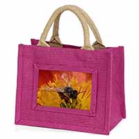 Honey Bee on Flower Little Girls Small Pink Jute Shopping Bag