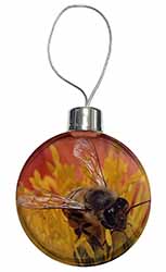 Honey Bee on Flower Christmas Bauble