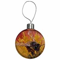 Honey Bee on Flower Christmas Bauble