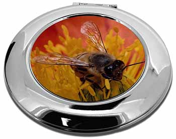 Honey Bee on Flower Make-Up Round Compact Mirror